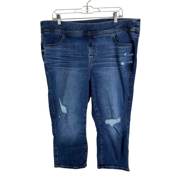 Torrid Distressed Crop Lean Jean Skinny Super Soft High-Rise Jean 2X 14589505 - Picture 2 of 15